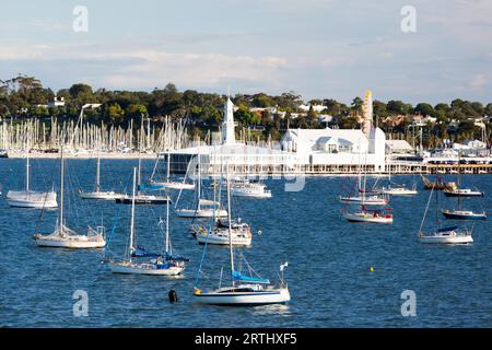 Cunningham Pier and Geelong waterfront on a warm summer#39, s evening in Victoria, Australia Stock Photo