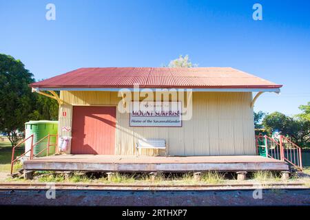 Mount Surprise railway station which hosts the Savannahlander train in rural Queensland, Australia Stock Photo