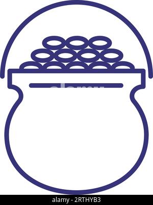Bowl with coins line icon Stock Vector
