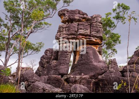 The Lost city rock formations in Litchfield National Park in Australia's Northern Territory falls can only be reached by a 4x4 track Stock Photo