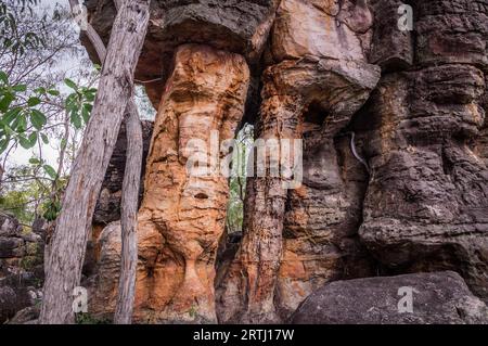 The Lost city rock formations in Litchfield National Park in Australia's Northern Territory falls can only be reached by a 4x4 track Stock Photo