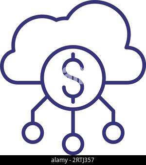 E-wallet cloud line icon Stock Vector