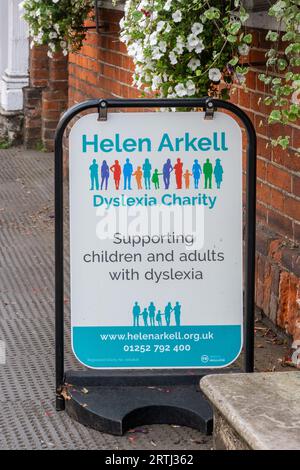 Helen Arkell Dyslexia Charity sign, Farnham, Surrey, England, UK Stock Photo