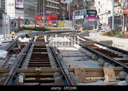 Construction of the West Midland Metro Digbeth extension, Birmingham, UK Stock Photo