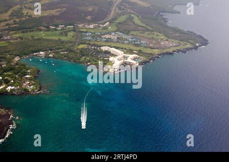 Aerial view Sheraton Kona Resort Hotels in Kailua-Kona on the Big Island, Hawaii, USA Stock Photo