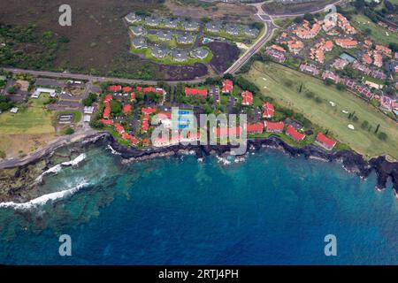 Aerial view Royal Aloha Vacation Club in Kailua-Kona on the Big Island, Hawaii, USA Stock Photo