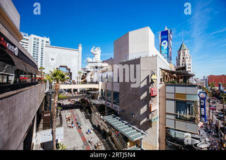 Los Angeles, USA, October 22nd 2016: A view over busy Hollywood Boulevard on a summer's day from Hollywood Highland Shopping Mall Stock Photo