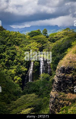 Opaeka'a Falls seen from the overlook in the Wailua river area of Kauai Stock Photo