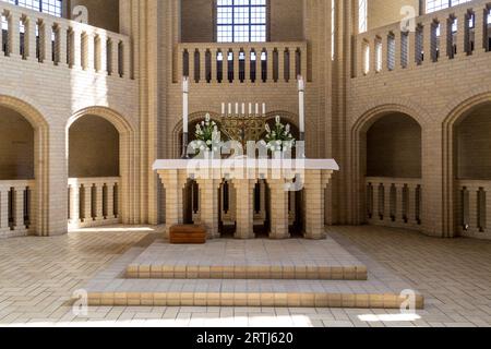 Copenhagen, Denmark, April 11, 2016: The Sanctuary inside Grundtvigs Church Stock Photo