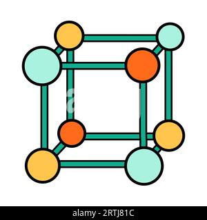 Science school molecular structure education icon. Chemistry and physics laboratory cartoon symbol of molecule. Bold bright geometric model. Vector Stock Vector