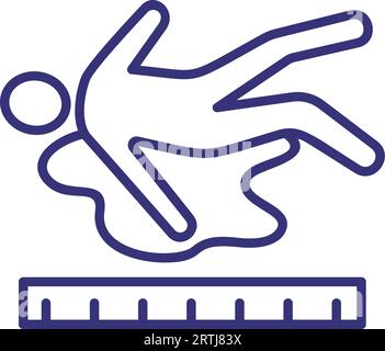 Crime scene with ruler line icon Stock Vector