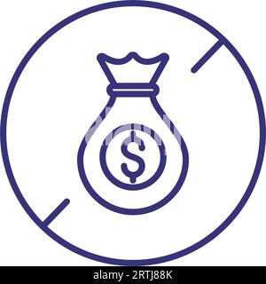 No dollar money bag line icon Stock Vector