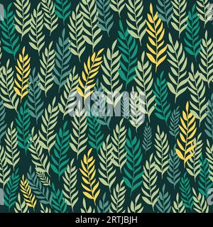 Flourish nature summer garden textured background. Floral seamless pattern. Branch with leaves ornamental texture Stock Vector
