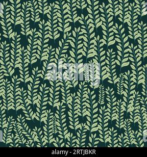 Flourish nature summer garden textured background. Floral seamless pattern. Branch with leaves ornamental texture Stock Vector