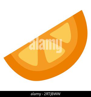 Orang fruit. Orange fruit cut into pieces for making juice. Flat vector illustration for sticker, design art. Color tropic and citrus template. Stock Vector