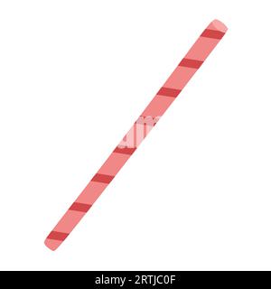 Drinking straw, flat striped illustration isolated on white. Cocktail straw picture for logo or sign. Hot drinks element for design, card, poster, per Stock Vector