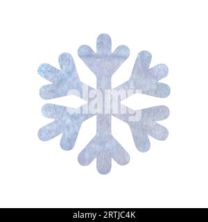 Watercolor blue snowflake isolated on white background. Weather winter element for Chrisnmas design, Holiday decoration. Template for card, Postcard, Stock Vector