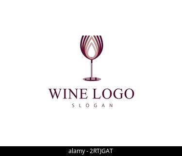 Wine logo design vector template. Wine glass logo design concept. Diamond Wine Logo for Brand vector and editable Stock Vector