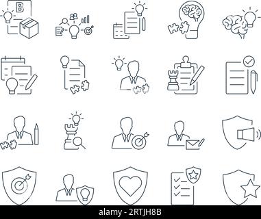 Branding Icons Set. Identity, Positioning, Logo, Guidelines. Editable Stroke. Simple Icons Vector Collection Stock Vector