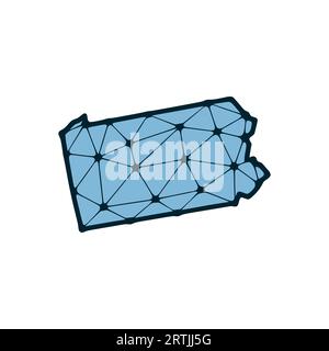 Pennsylvania state map polygonal illustration made of lines and dots, isolated on white background. US state low poly design Stock Vector