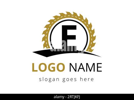 Letter E Carpenter Logo Design Vector Template. woodworking logo design. Font emblem Stock Vector