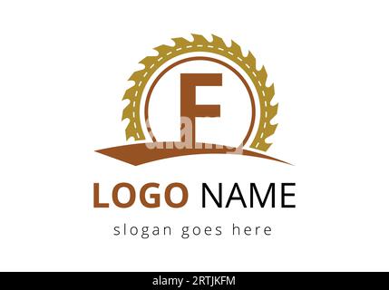 Letter F Carpenter Logo Design Vector Template. woodworking logo design. Font emblem Stock Vector
