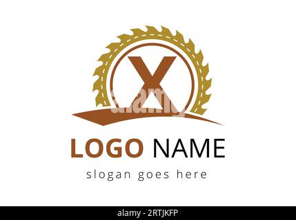 Letter X Carpenter Logo Design Vector Template. woodworking logo design. Font emblem Stock Vector