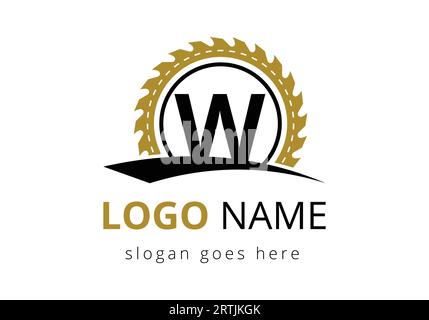 Letter W Carpenter Logo Design Vector Template. woodworking logo design. Font emblem Stock Vector