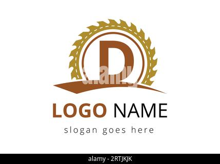 Letter D Carpenter Logo Design Vector Template. woodworking logo design. Font emblem Stock Vector