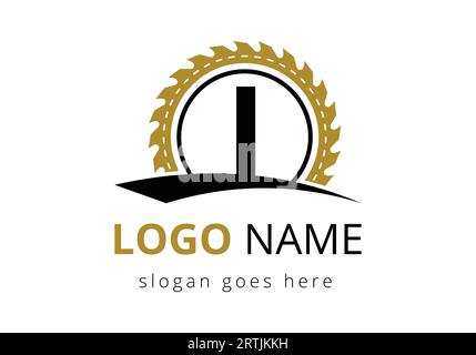 Letter I Carpenter Logo Design Vector Template. woodworking logo design. Font emblem Stock Vector