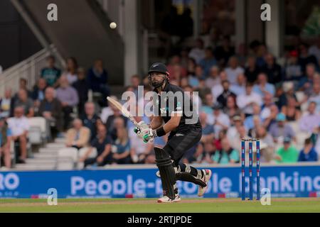 London, UK. 13th Sep, 2023. New Zealand's Daryl Mitchell batting as England take on New Zealand in the 3rd Metro Bank One Day International at The Kia Oval Credit: David Rowe/Alamy Live News Stock Photo