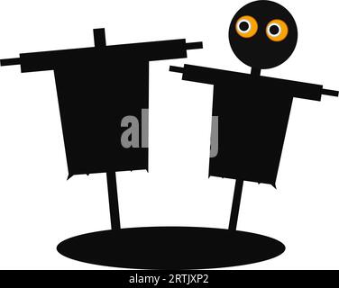 Halloween scarecrow cartoon icon two type set Stock Vector