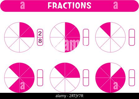 Math fractions worksheet cake theme illustration Stock Vector Image ...