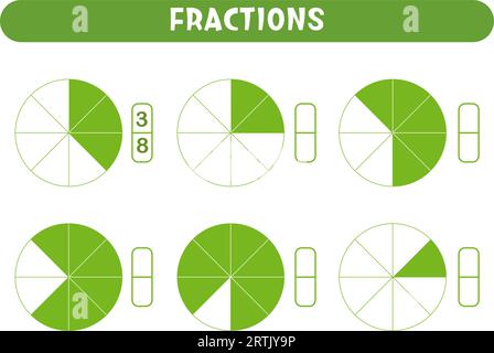 Math fractions worksheet cake theme illustration Stock Vector Image ...