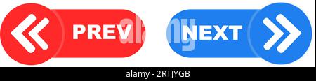 Previous and next button. prev next buttons arrow. Left right arrow icon. Back and Next buttons suitable for apps and websites ui web buttons. Next an Stock Vector