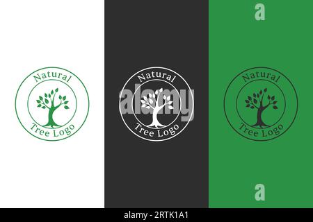 Natural Tree Vector Logo Design, Environment Business Brand Identity Stock Vector