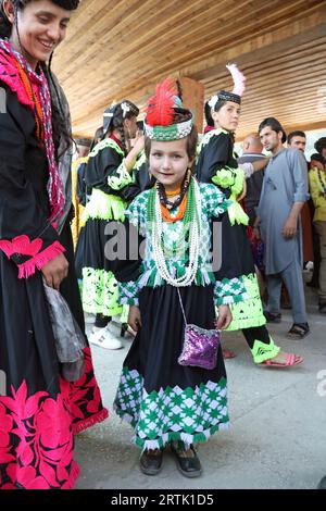 Celebration party for the Uchal Summer Festival at a Kalash village in northern Pakistan Stock Photo