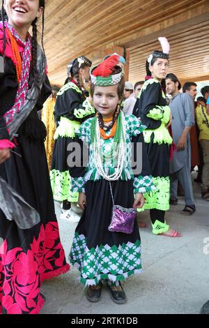 Celebration party for the Uchal Summer Festival at a Kalash village in northern Pakistan Stock Photo