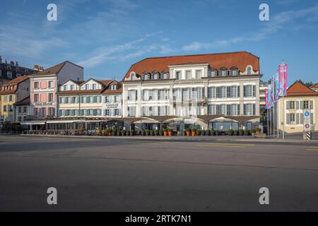 Hotels at Ouchy Promenade - Lausanne, Switzerland Stock Photo