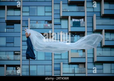 RoZéO by Gratte Ciel. Performed in Tide Square, North Greenwich as part of Greenwich+Docklands International Festival (GDIF). London, UK. Stock Photo