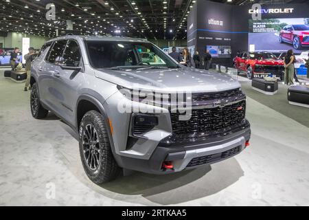 Detroit, Michigan, USA. 13th Sep, 2023. The 2024 Chevrolet Traverse on display at the North American International Auto Show. Credit: Jim West/Alamy Live News Stock Photo