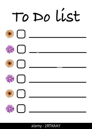 To do list template with floral decoration vector illustration Stock Vector