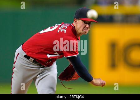 This is a 2023 photo of Jackson Tetreault of the Washington Nationals  baseball team. This image reflects the Nationals active roster as of  Friday, Feb. 24, 2023, when this image was taken. (