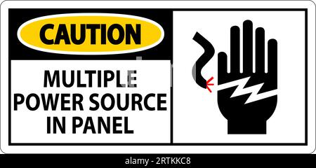 Caution Sign Multiple Power Source In Panel Stock Vector