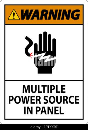 Warning Sign Multiple Power Source In Panel Stock Vector