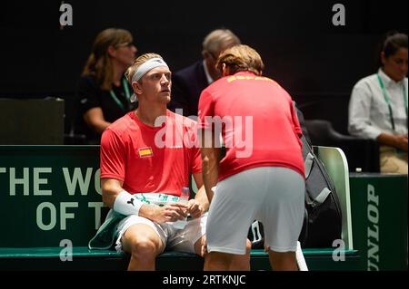 Valencia, Spain. 13th Sep, 2023. Alejandro Davidovich Fokina of Spain seen during the DAVIS CUP at The Pabellon Municipal de Fuente San Luis. Credit: SOPA Images Limited/Alamy Live News Stock Photo