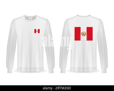 Sweatshirt with Peru flag on a white background. Vector illustration. Stock Photo