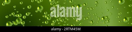 Green 3d water drops abstract tech background. Vector web banner design Stock Vector