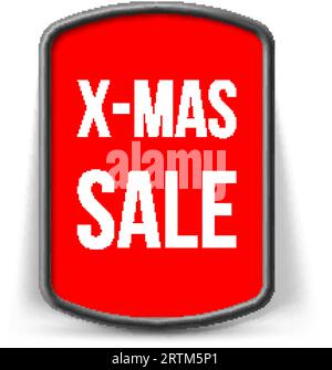 Red Promo Board, or Button Isolated on a White Background. Template with Slogan - Xmas Sale. Good for Your Websites, Blogs, or Applications Stock Vector