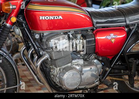 Talmont , France - 09 12 2023 : Honda CB 750 four logo brand and text sign on motorcycle vintage retro side japan motorbike Stock Photo